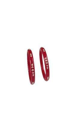Gahenaz Silver Dark Red Pola Bangle Set Size 2 Point 7 Pack of 2