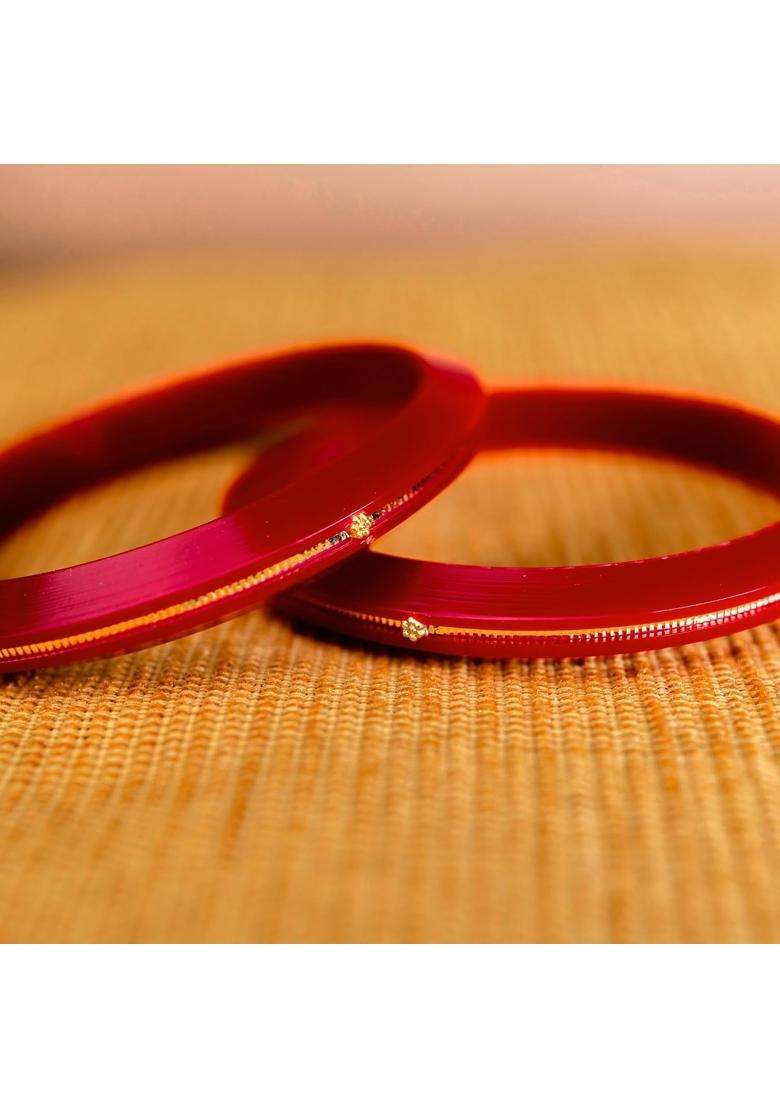 Hem Jewels by Ashok Jewellers 22KT 916 Yellow Gold Pola Bangles Gold Handmade Chudi Wedding Chooda Set of 2 - Indya