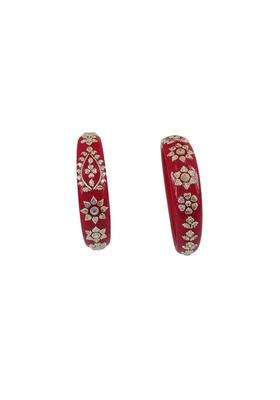 Gahenaz Silver Dark Red Mohini Pola Bangle Set Size 2 Point 4 Pack of 2