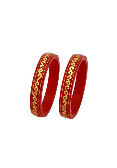 Chintamani Jewels 22KT 916 Yellow Gold Handmade Pola Bangles Wedding Chooda Churas for Women Set of 2
