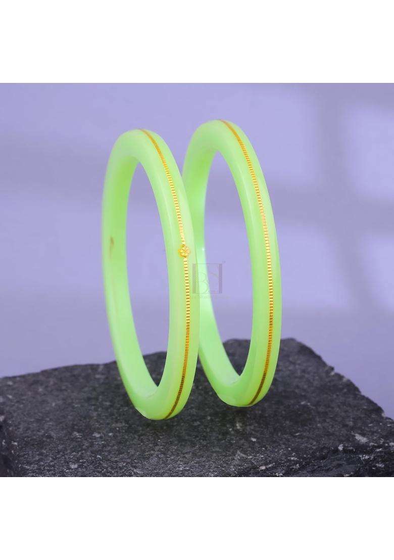 Bapasitaram Jewels Gold Pola Bangles for Women Elegant Ethnic Bangles Pair for Traditional Outfit - Indya