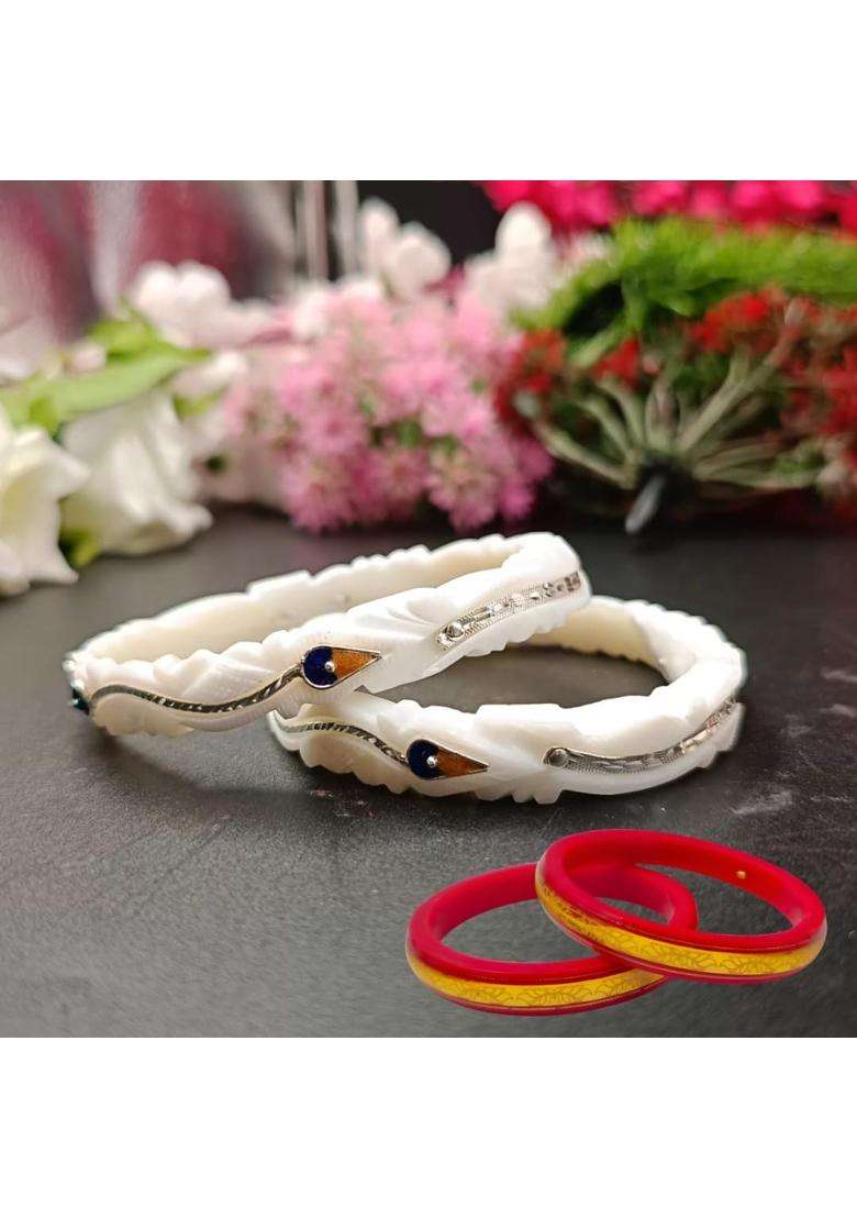 Stylish Silver Bangles for Women Elegant Traditional Look with 1 Pair Viral Pola Free - Indya