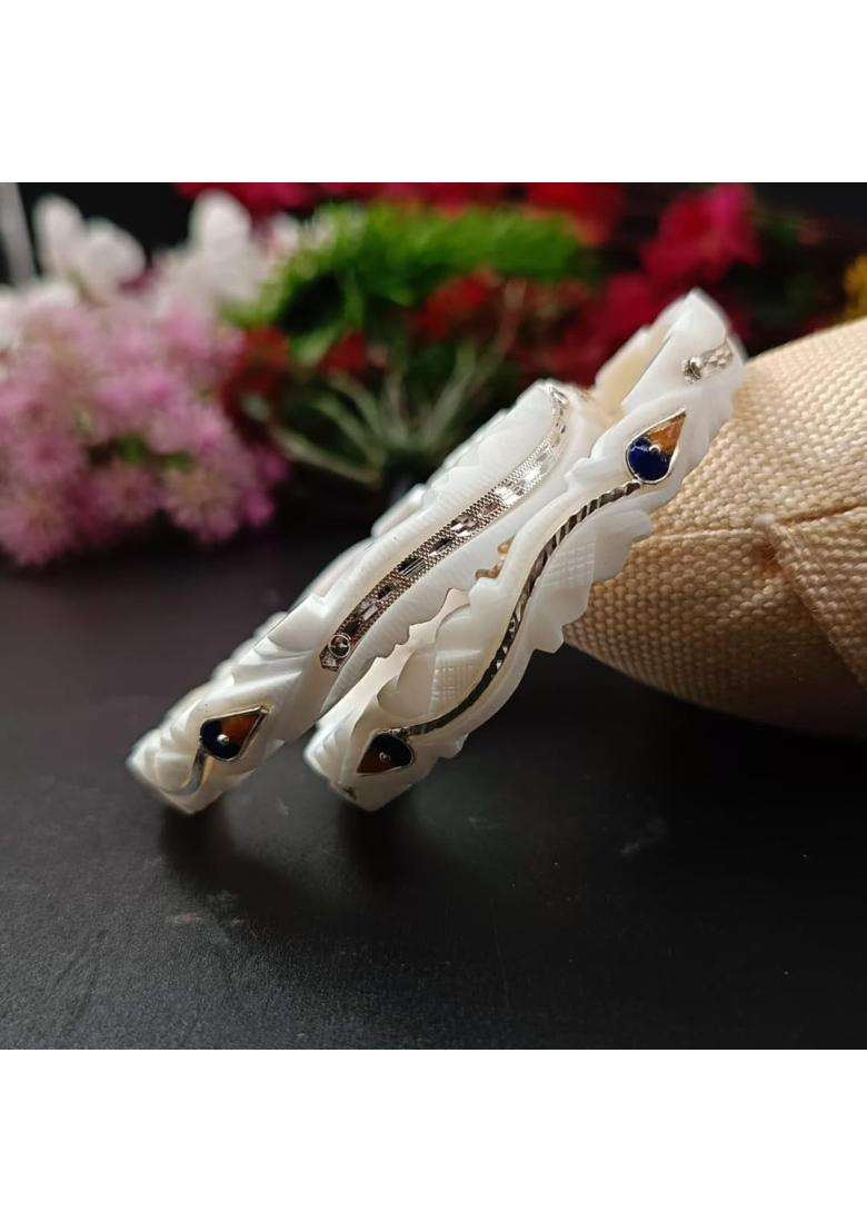 Stylish Silver Bangles for Women Elegant Traditional Look with 1 Pair Viral Pola Free - Indya