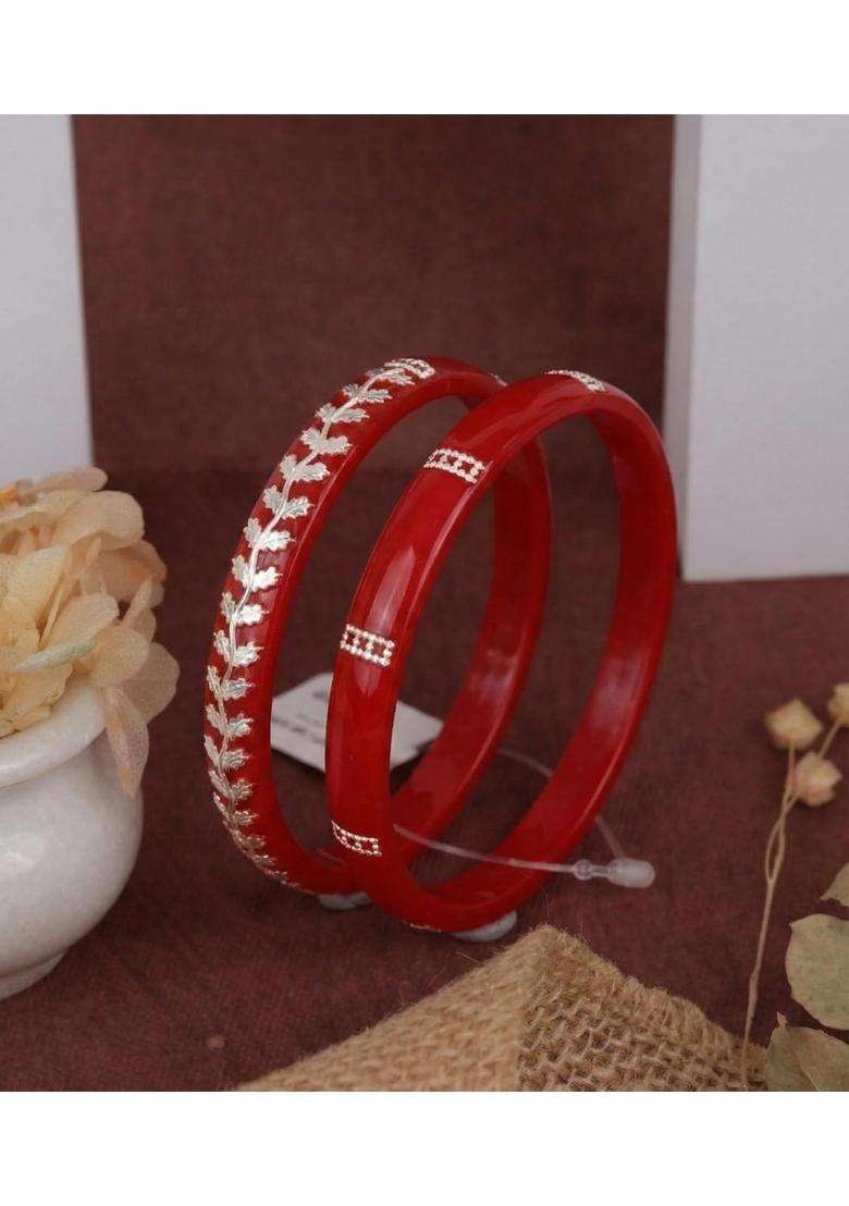 BAPA Sitaram Gold Bapasitaram Jewels 925 Silver Pola Bangles Set of 2 - Indya