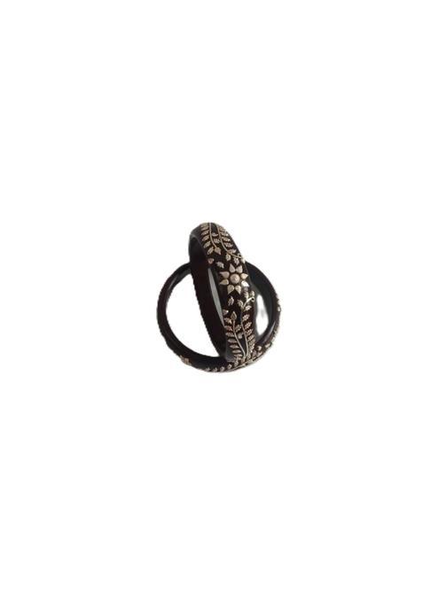 Gahenaz Silver Dark Brown Pola Bangle Set Size 2 and Half Pack of 2