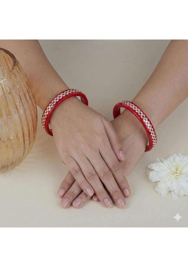 BAPA Sitaram Gold Bapasitaram Jewels 925 Silver Pola Bangles Set of 2 - Indya