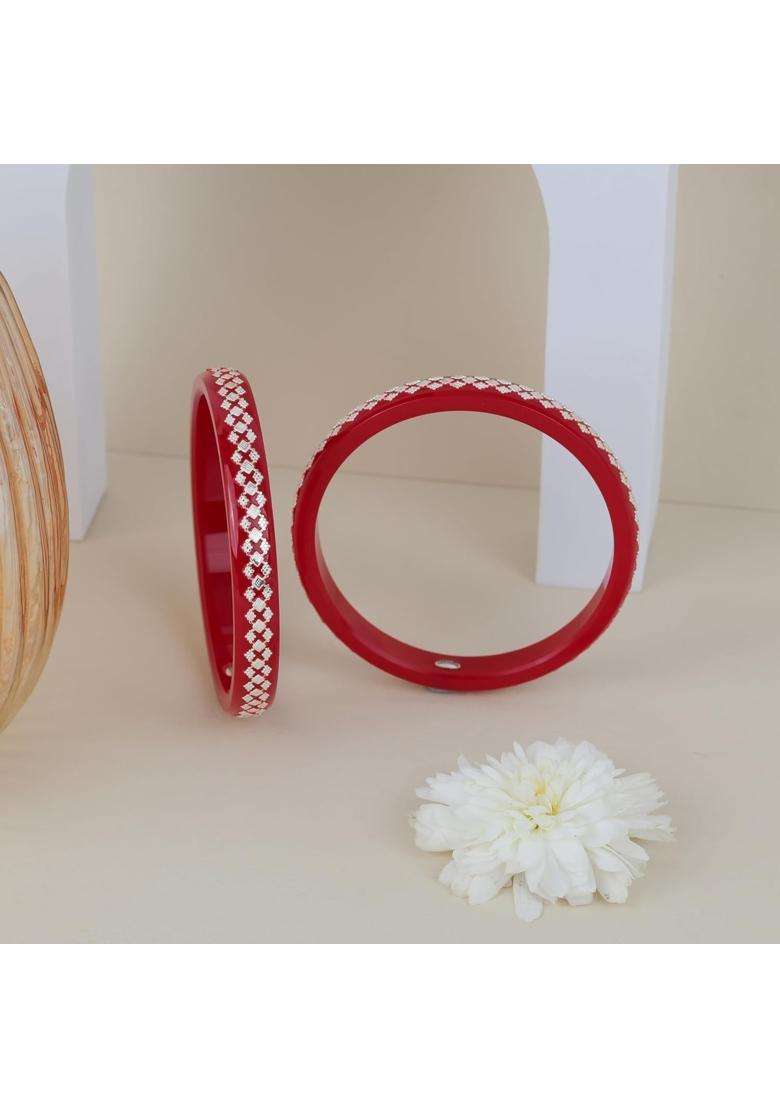 BAPA Sitaram Gold Bapasitaram Jewels 925 Silver Pola Bangles Set of 2 - Indya