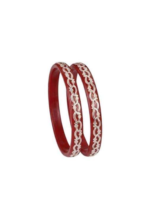 Bapasitaram Jewels 925 Silver Pola Bangles Silver Kada for Women Set of 2