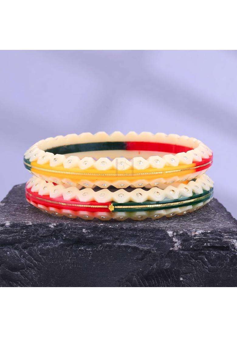 Bapasitaram Jewels Gold Pola Bangles for Women Elegant Traditional Bangles Pair for Bridal Wedding Ceremony - Indya