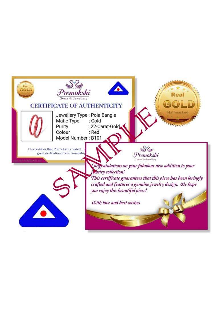 Premokshi 22KT 916 Yellow Gold Handmade Pola Bangles Wedding Chooda for Women Set of 2 - Indya