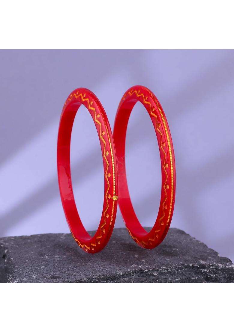 Bapasitaram Jewels Gold Pola Bangles for Women Traditional Designer Bangles Pair for Cultural Celebrations - Indya