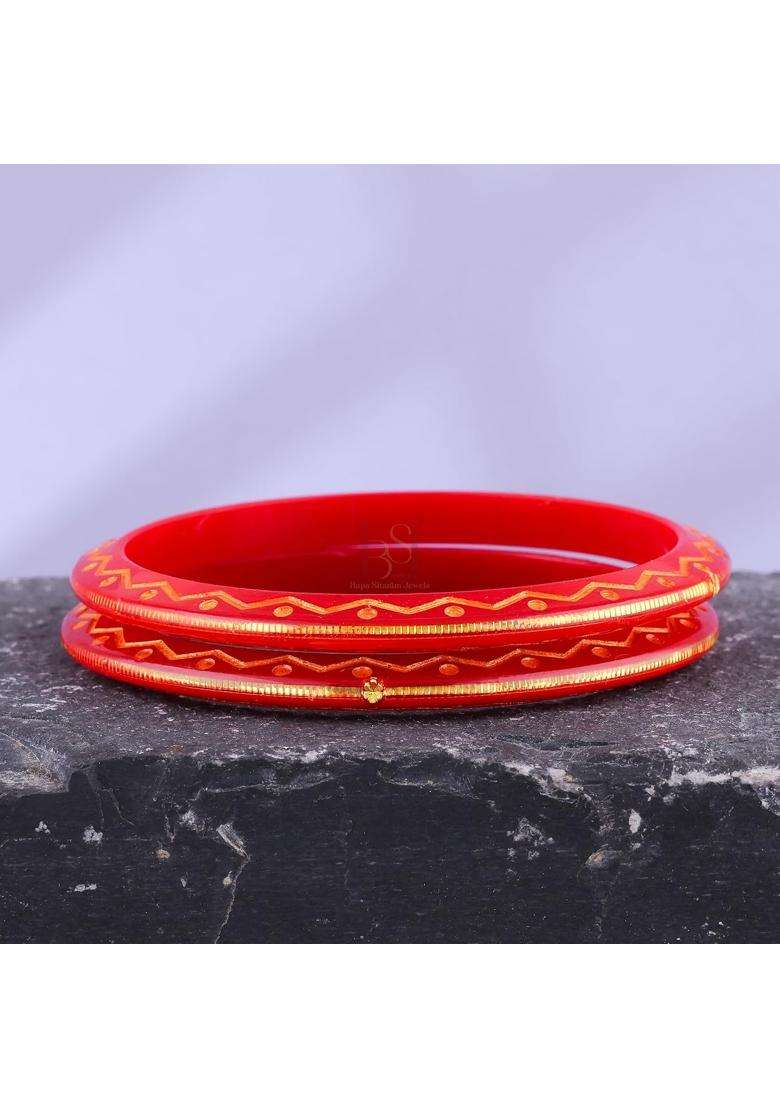 Bapasitaram Jewels Gold Pola Bangles for Women Traditional Designer Bangles Pair for Cultural Celebrations - Indya