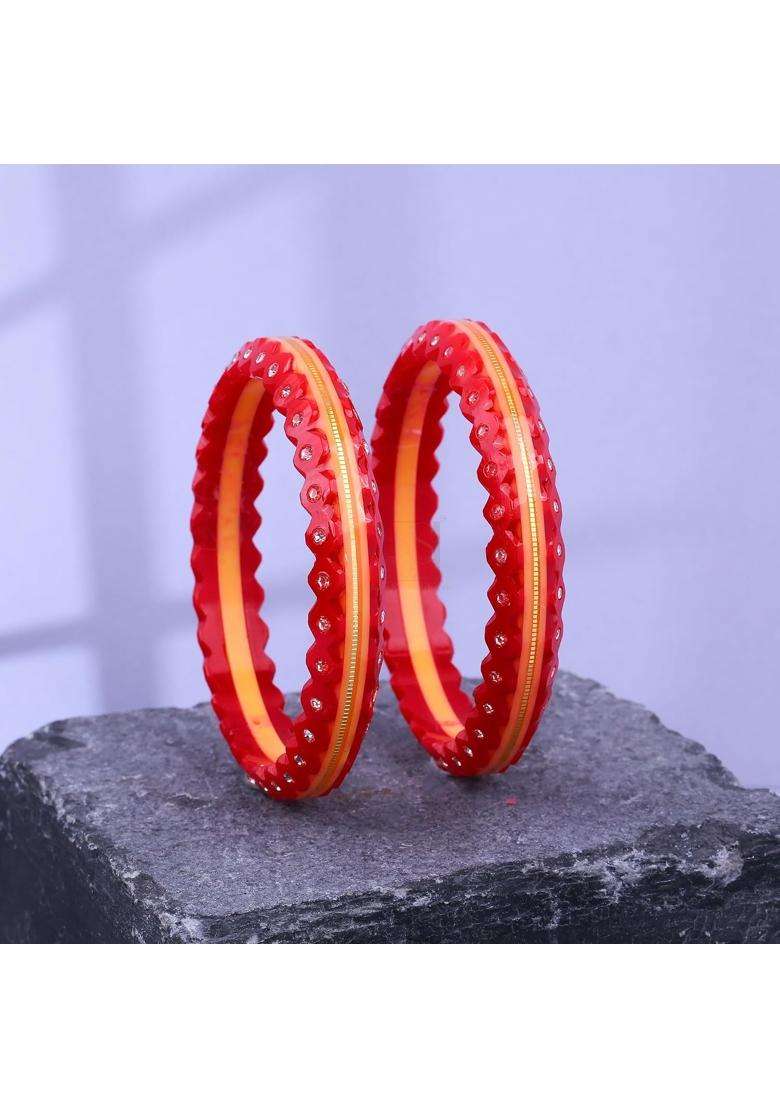 Bapasitaram Jewels Gold Pola Bangles for Women Handmade Decorative Traditional Bangles for Bridal Ethnic Wear - Indya