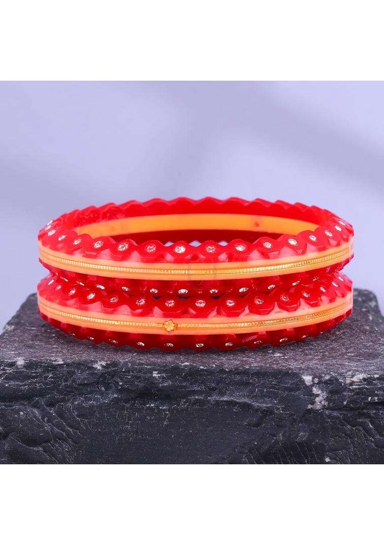 Bapasitaram Jewels Gold Pola Bangles for Women Handmade Decorative Traditional Bangles for Bridal Ethnic Wear - Indya