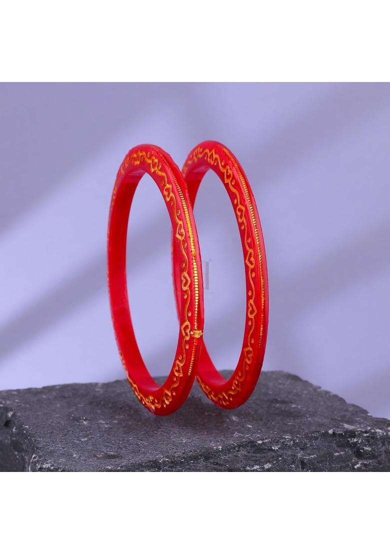 Bapasitaram Jewels Gold Pola Bangles for Women Elegant Handcrafted Bangles Pair for Wedding Puja Daily Ethnic - Indya