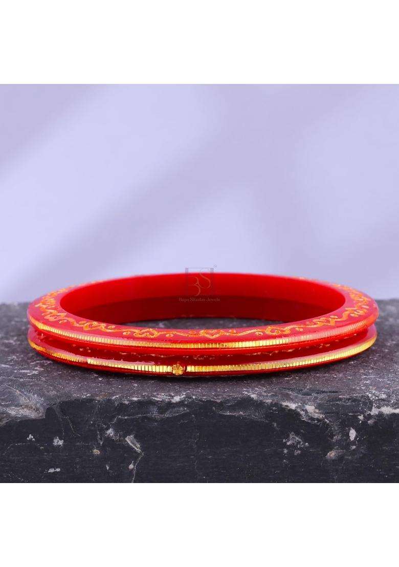 Bapasitaram Jewels Gold Pola Bangles for Women Elegant Handcrafted Bangles Pair for Wedding Puja Daily Ethnic - Indya