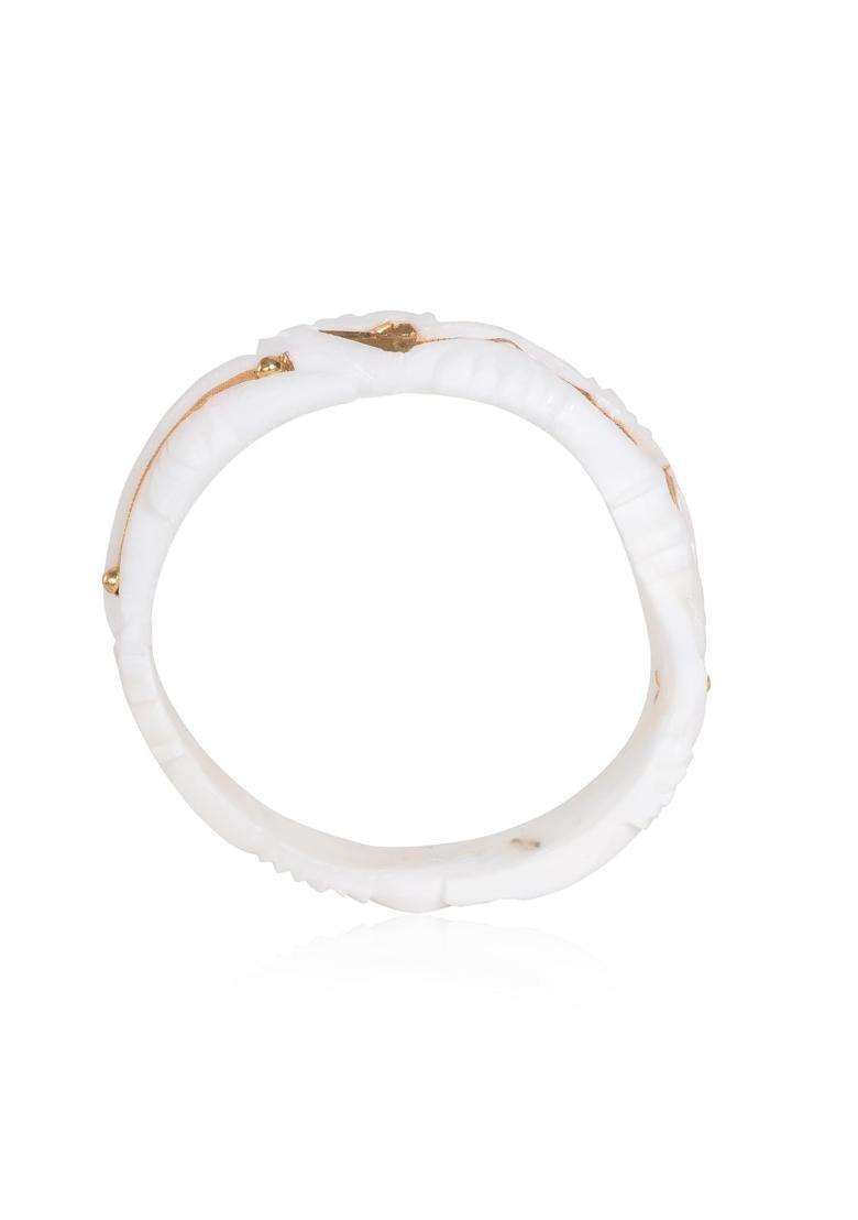 Happycraft Sakha Pola Original White Bangles Traditional Bengali Wedding Jewelry with City Gold Pack of 2 - Indya