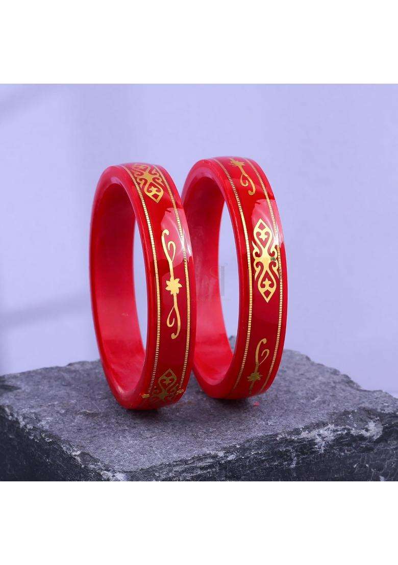 Bapasitaram Jewels Gold Pola Bangles for Women Festival Special Traditional Bangles Pair for Ethnic Collection - Indya