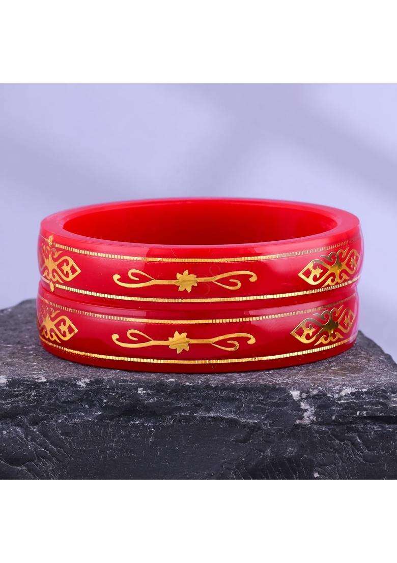 Bapasitaram Jewels Gold Pola Bangles for Women Festival Special Traditional Bangles Pair for Ethnic Collection - Indya