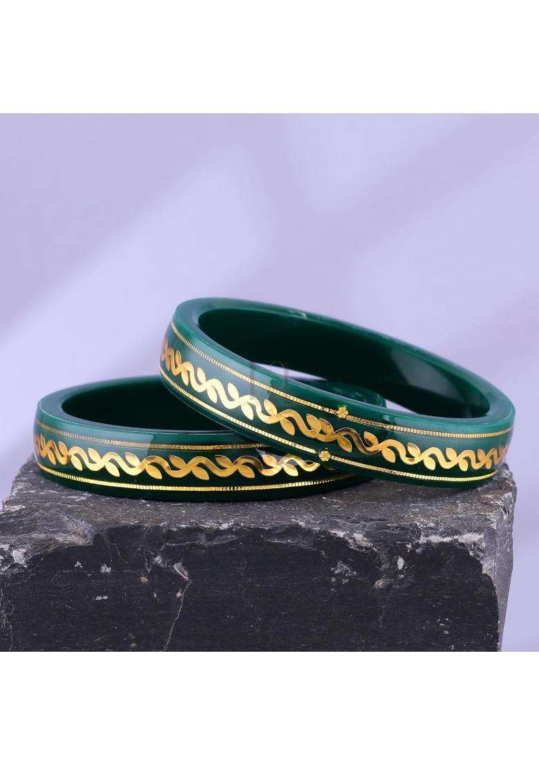 Bapasitaram Jewels Gold Pola Bangles for Women Handcrafted Festival Bangles Pair for Wedding and Puja Wear - Indya