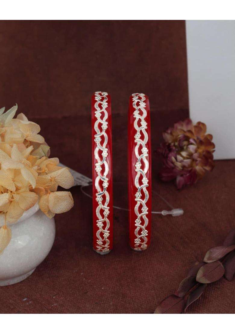 BAPA Sitaram Gold Bapasitaram Jewels 925 Silver Pola Bangles Set of 2 - Indya
