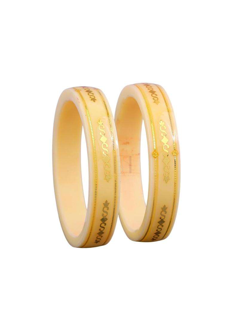 Bapasitaram Jewels Gold Pola Bangles for Women Decorative Handmade Bangles Pair for Traditional Occasions - Indya