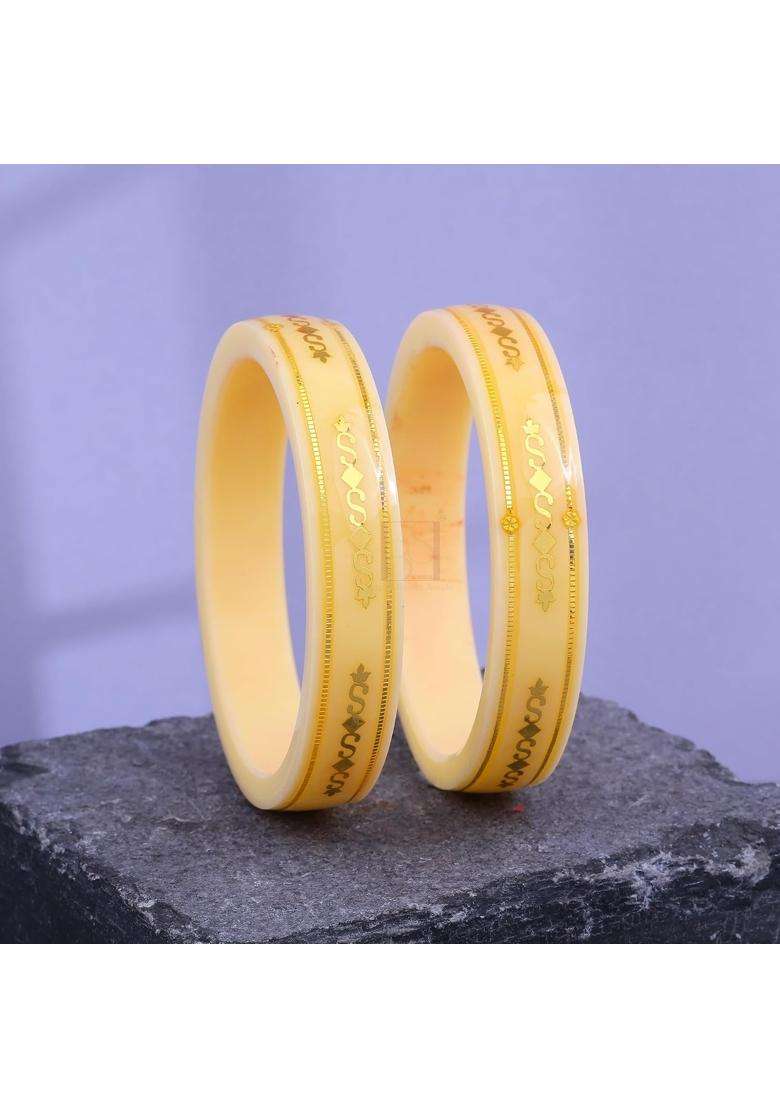 Bapasitaram Jewels Gold Pola Bangles for Women Decorative Handmade Bangles Pair for Traditional Occasions - Indya