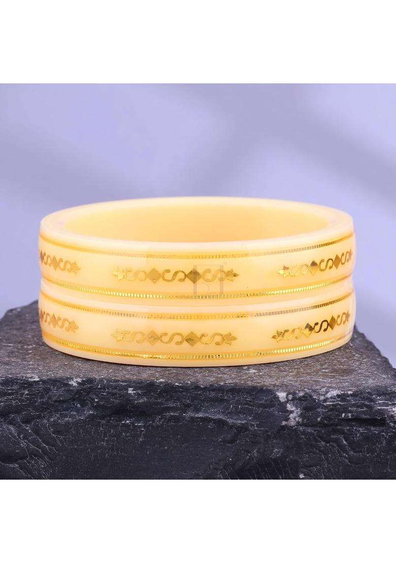 Bapasitaram Jewels Gold Pola Bangles for Women Decorative Handmade Bangles Pair for Traditional Occasions - Indya