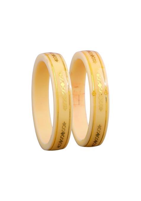 Bapasitaram Jewels Gold Pola Bangles for Women Decorative Handmade Bangles Pair for Traditional Occasions