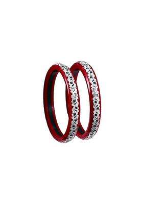 Bapasitaram Jewels 925 Silver Pola Bangles Silver Kada for Women Set of 2