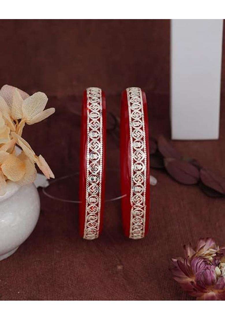 Bapasitaram Jewels 925 Silver Pola Bangles Silver Kada for Women Set of 2 - Indya