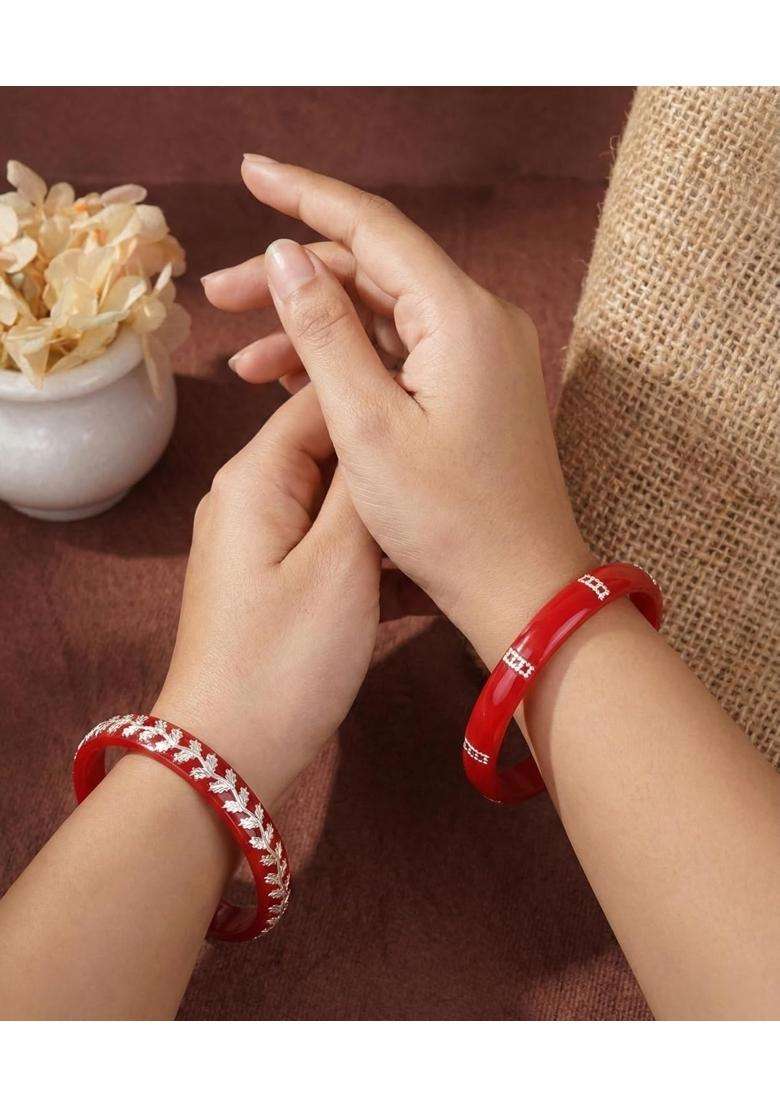 BAPA Sitaram Gold Bapasitaram Jewels 925 Silver Pola Bangles Set of 2 - Indya