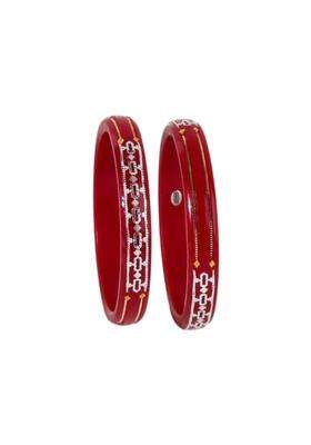 BAPA Sitaram Gold Bapasitaram Jewels Traditional Red Pola Kada Set with 925 Silver and 22K Gold Set of 2