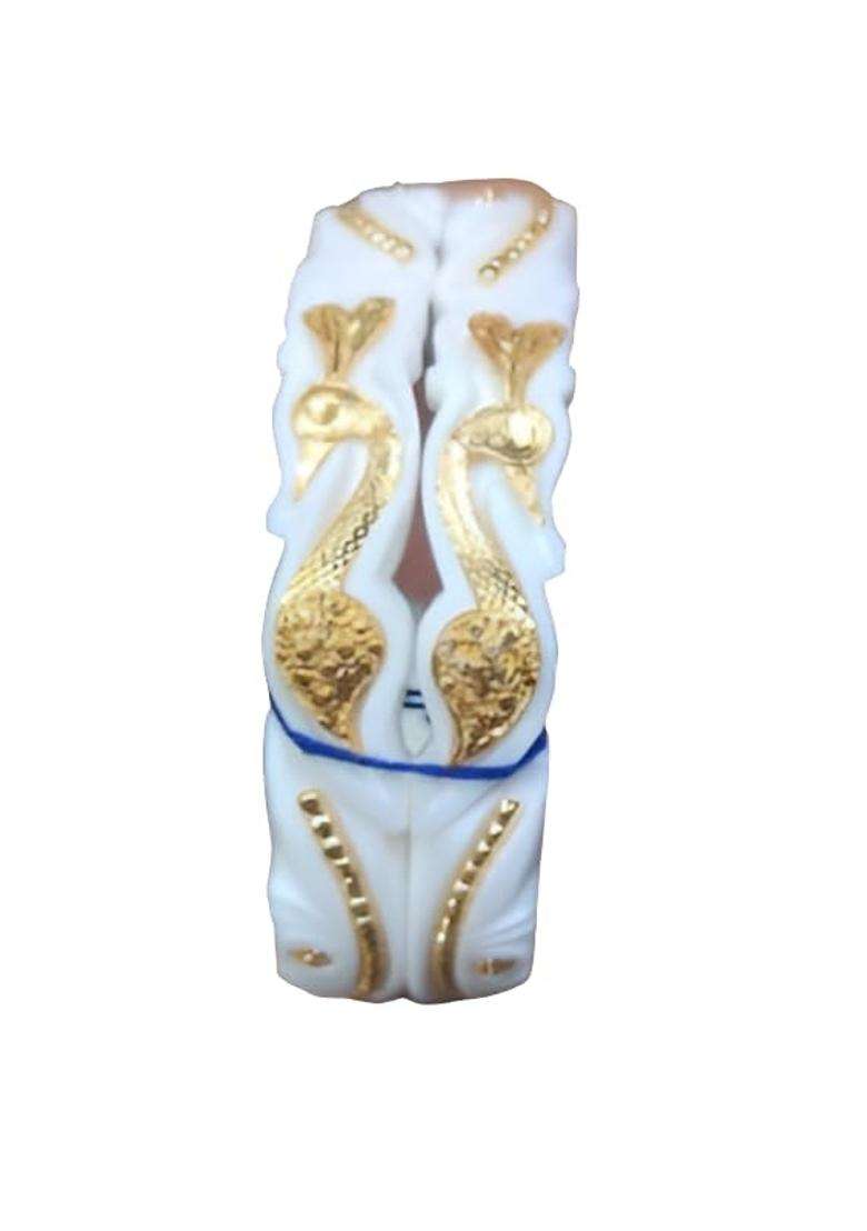 Purabi Jewels Original Shakha Badhano with Gold Plating Beautiful Double Peacock Jora Mayur Design Set of 2 - Indya