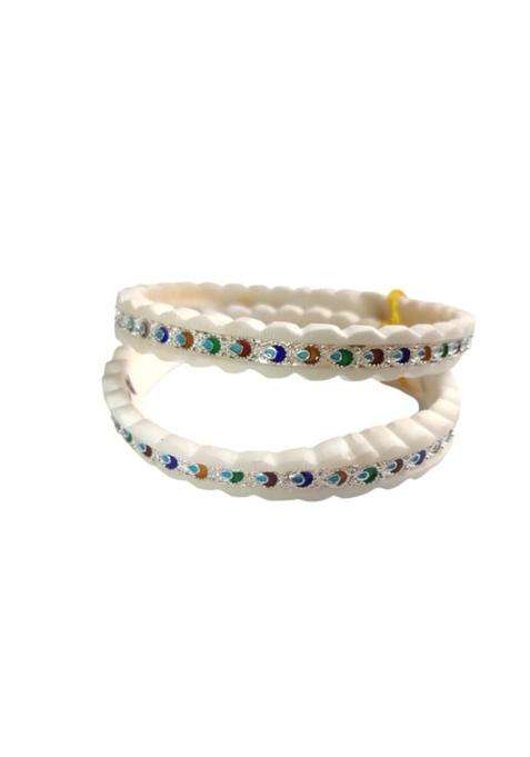 Gahenaz 925 Silver Meena Diya Motive Original Sakha Bangle