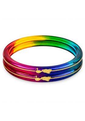 Sahajanand Ornaments 22K 916 Gold Peacock Style Pola Bangles for Women Multicolour Handmade Wedding Chooda