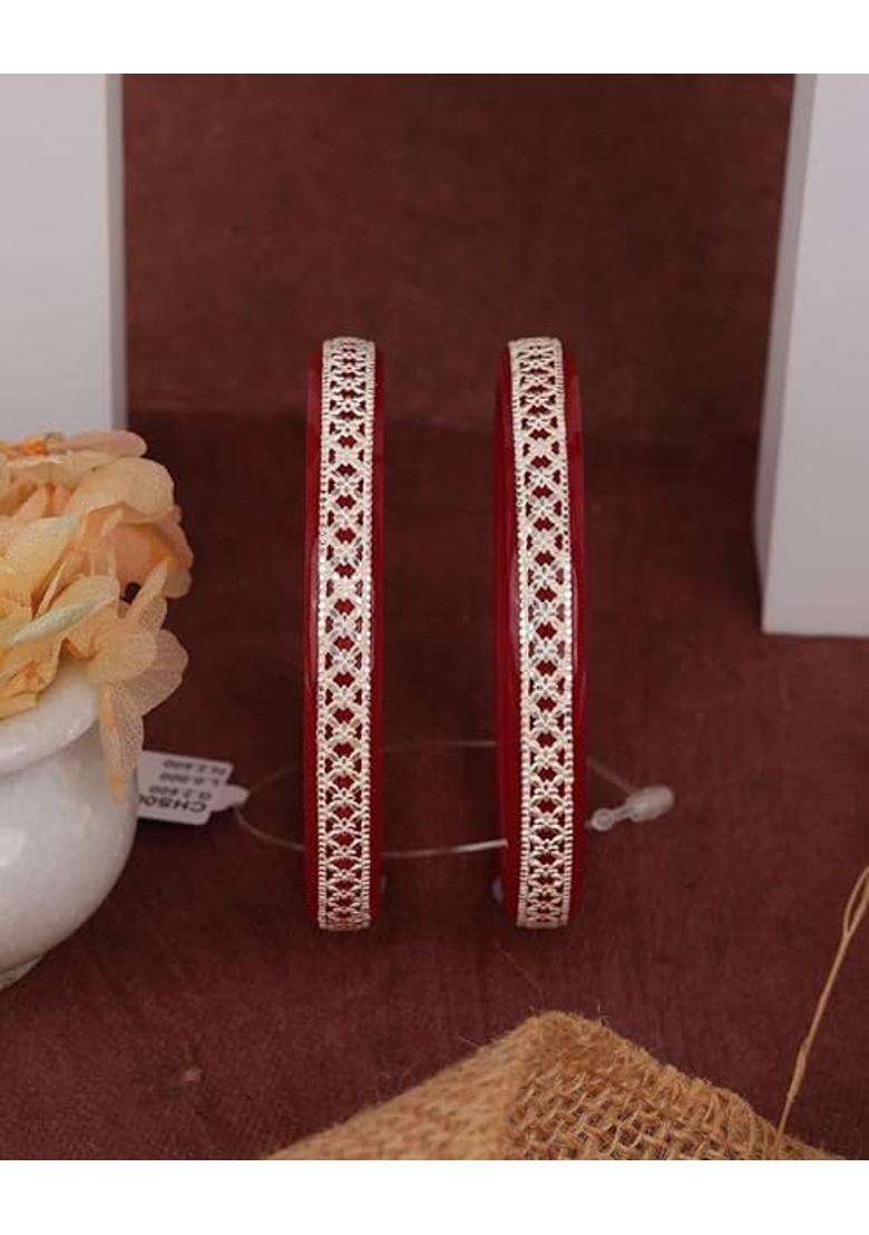 Bapasitaram Jewels 925 Silver Pola Bangles Silver Kada for Women Set of 2 - Indya