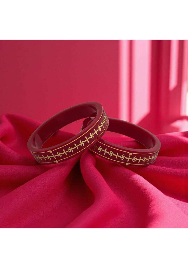 22KT 916 Yellow Gold Handmade Pola Bangles Wedding Chooda Churas for Women with Purity Certificate Set of 2 - Indya