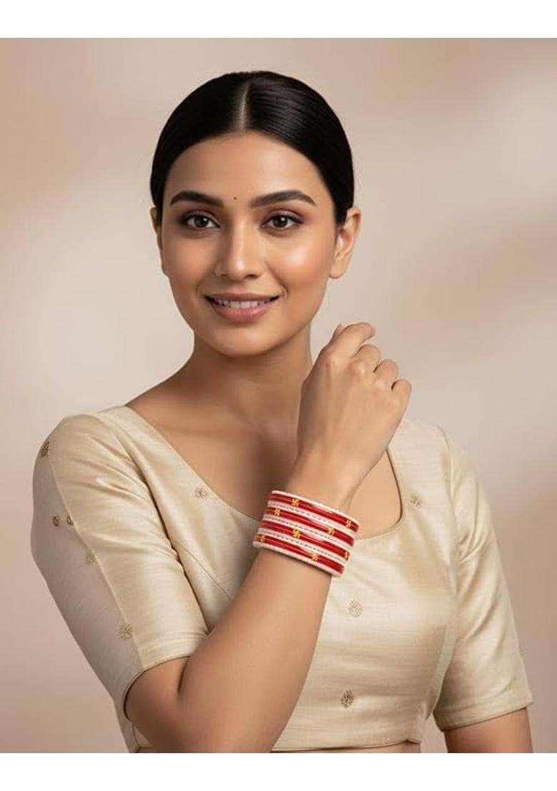 IP Jewellers Red IRA and PEU IP Jewellers 22K Hallmark Stamped Pola Bangles - Indya