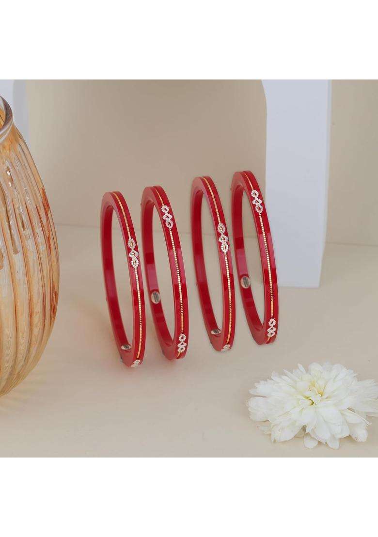 BAPA Sitaram Gold Bapasitaram Jewels 1 Gram with 925 Silver Pola Bangles and 22K with 0 Point 100 Set of 4 - Indya