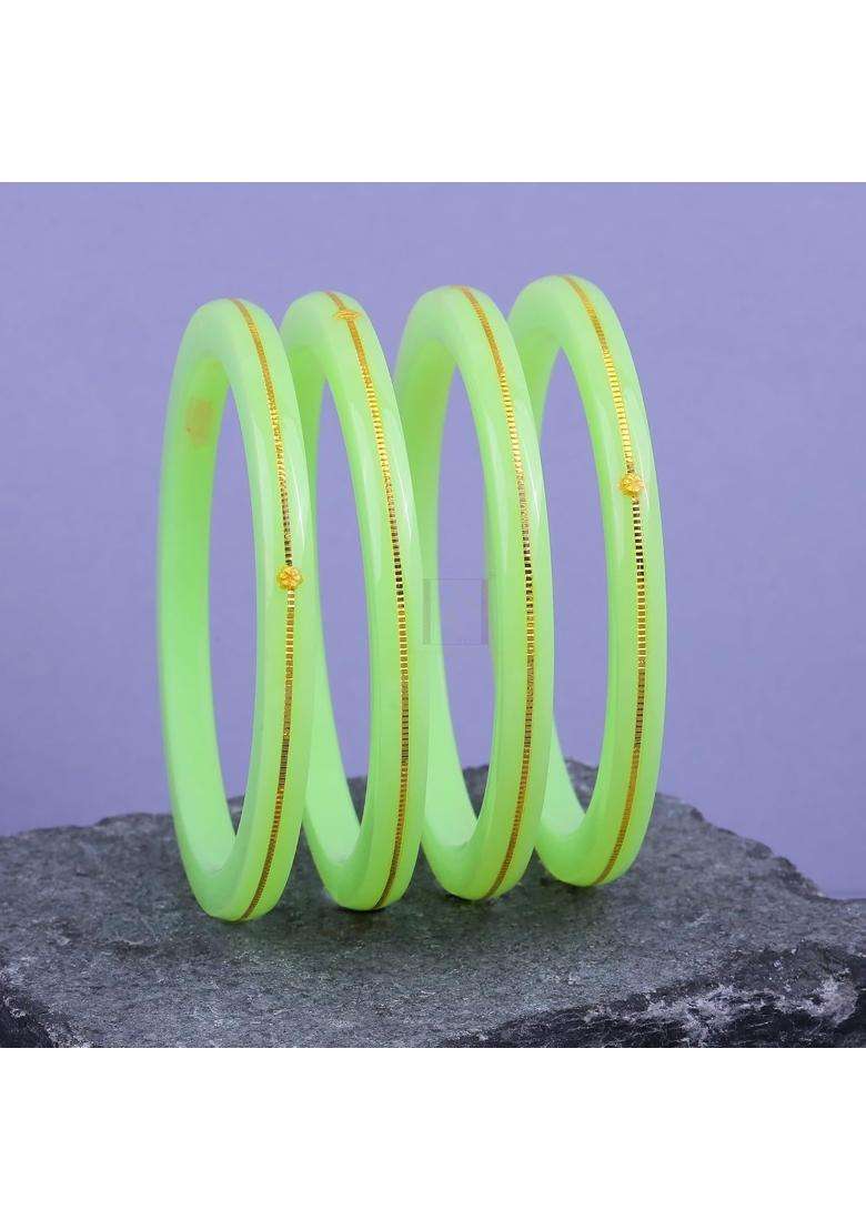 Bapasitaram Jewels Gold Pola Bangles for Women Elegant Ethnic Bangles Pair for Traditional Outfit - Indya