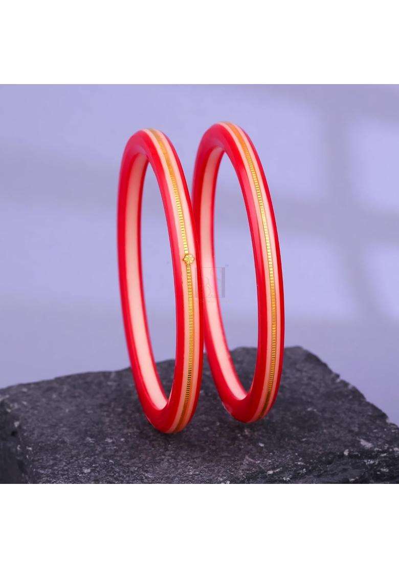 Bapasitaram Jewels Gold Pola Bangles for Women Stylish Traditional Bangles Pair with Artistic Hand Painting - Indya