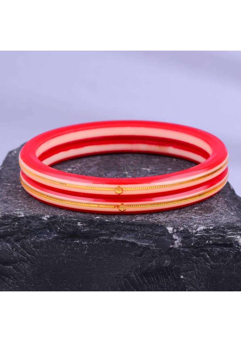 Bapasitaram Jewels Gold Pola Bangles for Women Stylish Traditional Bangles Pair with Artistic Hand Painting - Indya