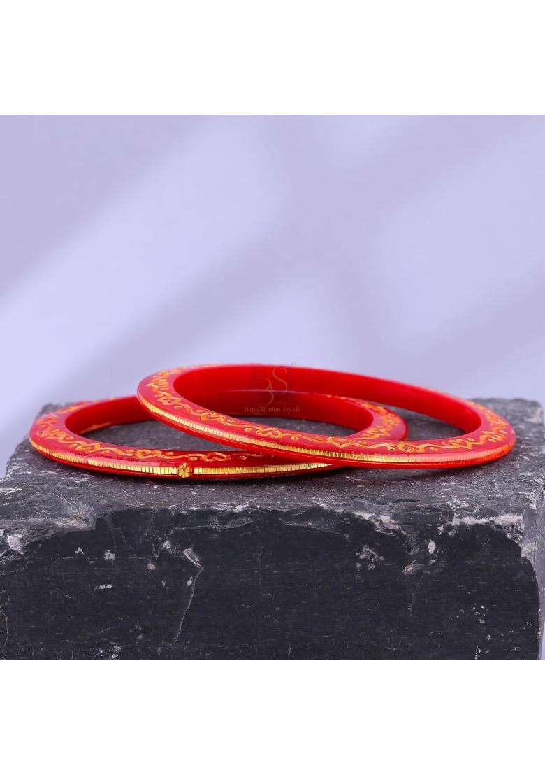 Bapasitaram Jewels Gold Pola Bangles for Women Elegant Handcrafted Bangles Pair for Wedding Puja Daily Ethnic - Indya