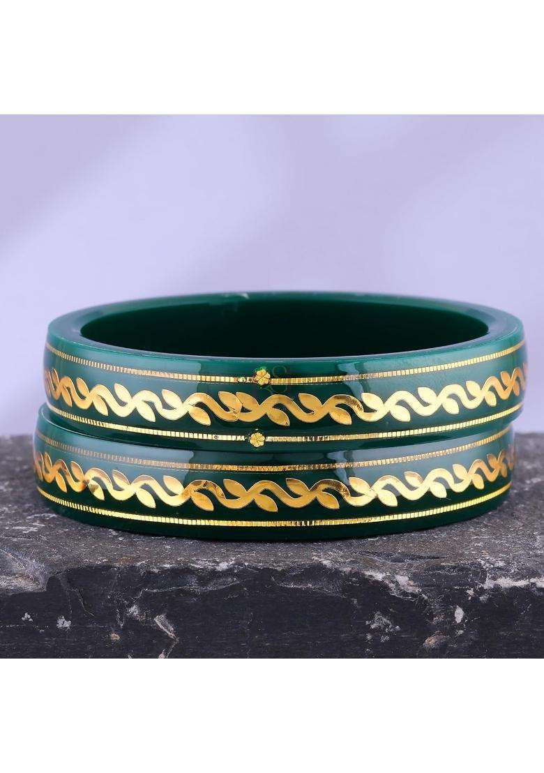 Bapasitaram Jewels Gold Pola Bangles for Women Handcrafted Festival Bangles Pair for Wedding and Puja Wear - Indya