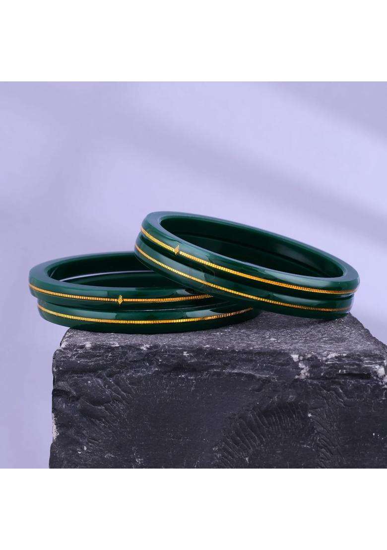 Bapasitaram Jewels Gold Pola Bangles for Women Premium Traditional Bangles Pair Handmade Ethnic Wear Bridal - Indya