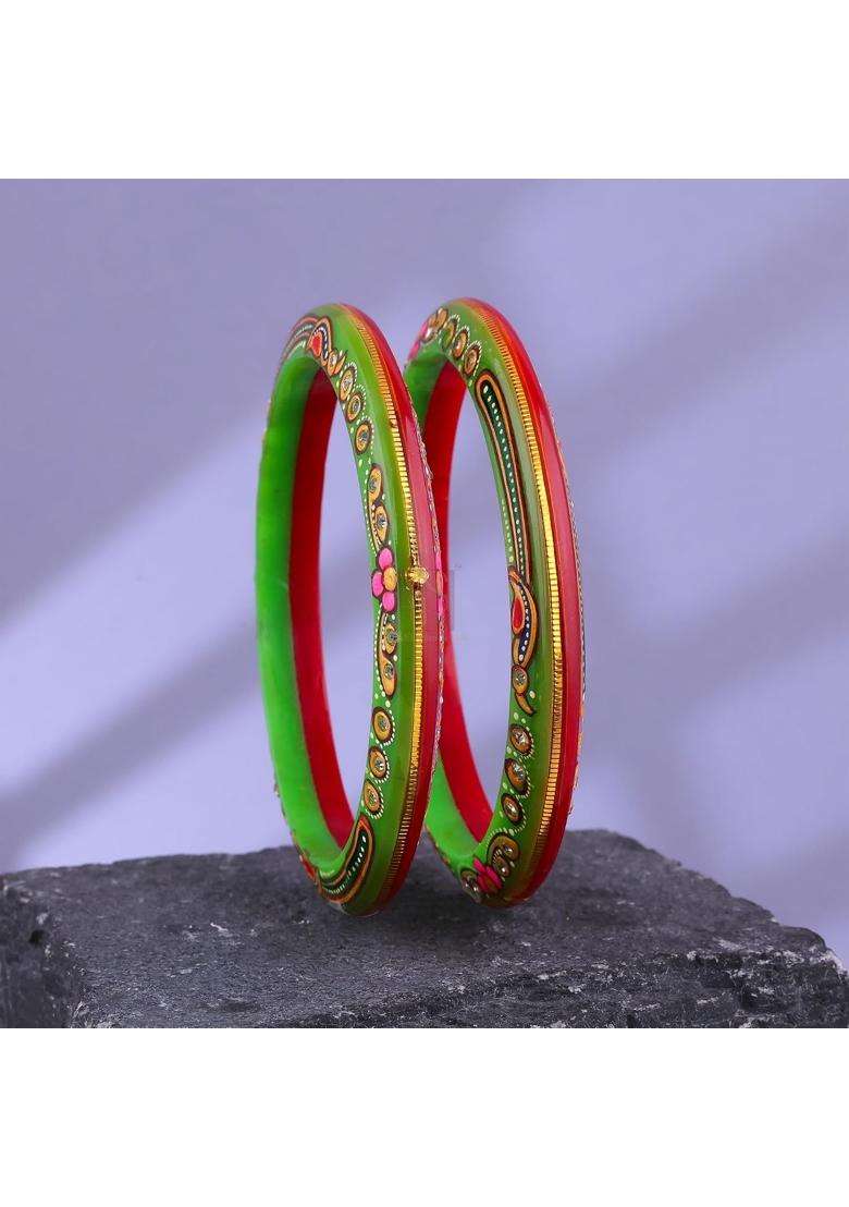 Bapasitaram Jewels Gold Pola Bangles for Women Premium Traditional Bangle Pair for Marriage Puja Festival Wear - Indya