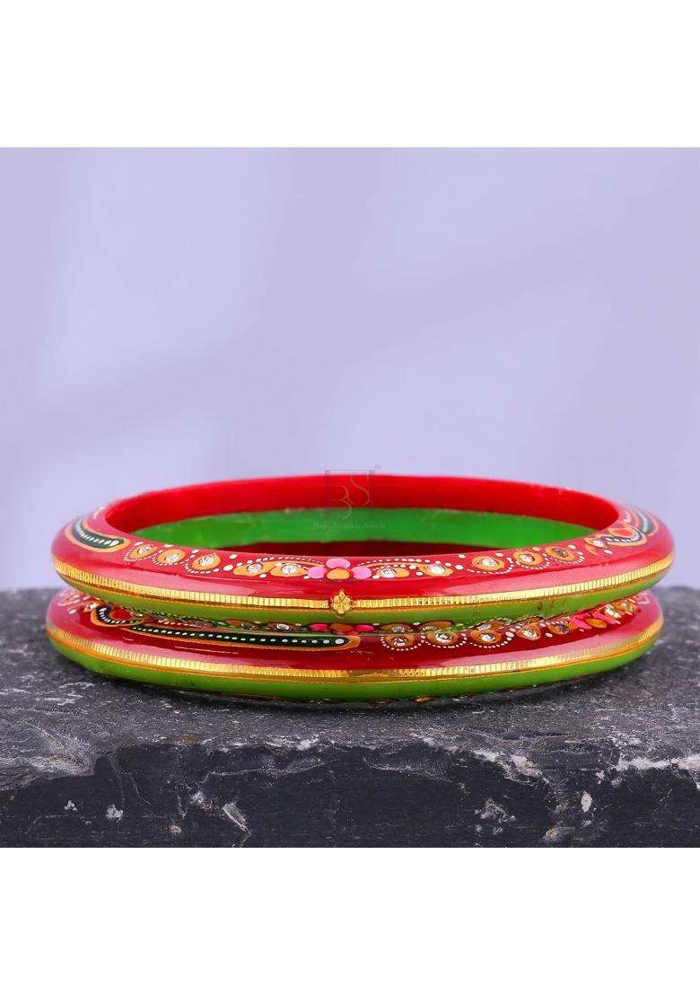 Bapasitaram Jewels Gold Pola Bangles for Women Premium Traditional Bangle Pair for Marriage Puja Festival Wear - Indya