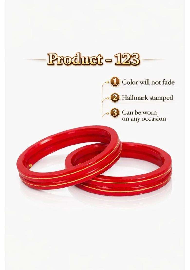 IP Jewellers Red IRA and PEU IP Jewellers 22K Hallmark Stamped Pola Bangles Pack of 4 - Indya