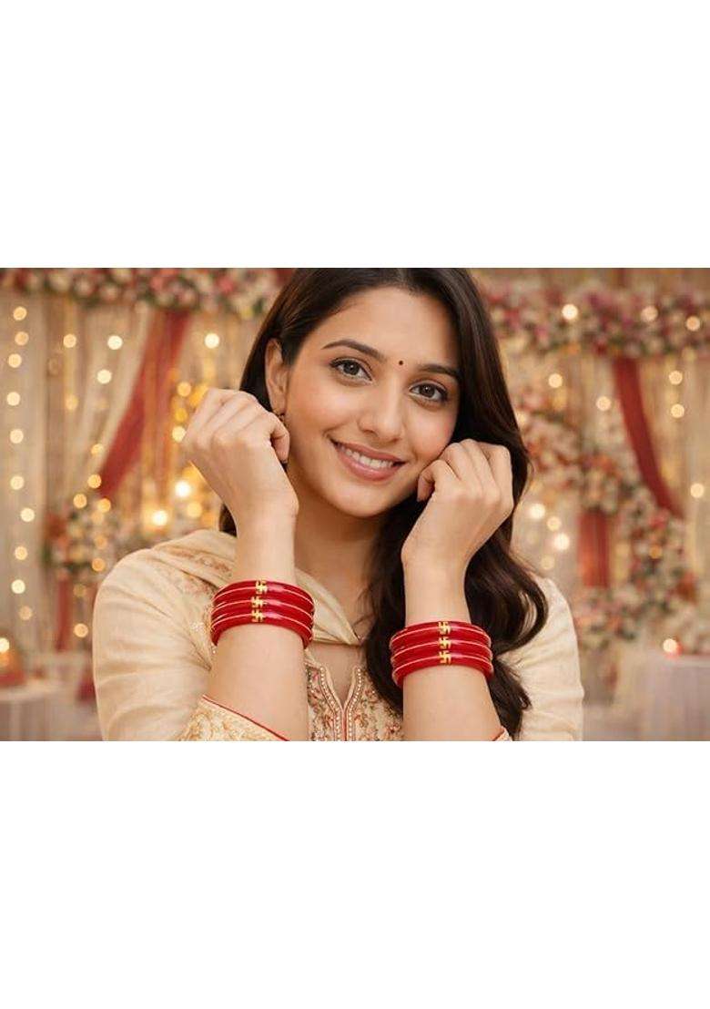 IP Jewellers Red IRA and PEU IP Jewellers 22K Hallmark Stamped Pola Bangles - Indya